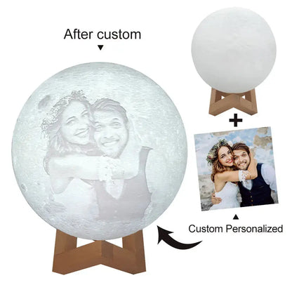 Lampe de lune personnalisée avec impression 3D, texte photo personnalisé, veilleuse rechargeable par USB, cadeau lunaire pour anniversaire, fête des mères, Saint-Valentin - ASTUCIO