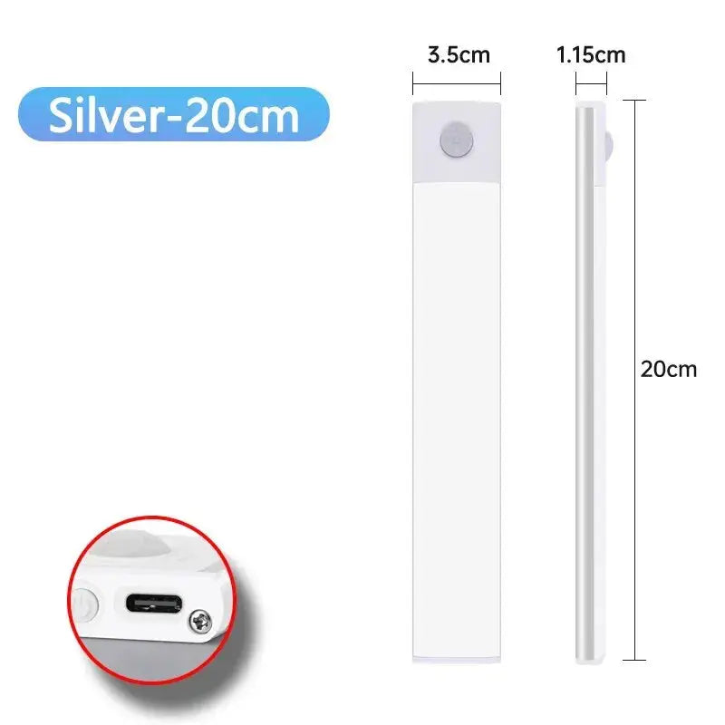 Lampe LED USB Type-C Rechargeable avec Capteur de Mouvement, Éclairage pour Armoire Garde-robe Ma boutique